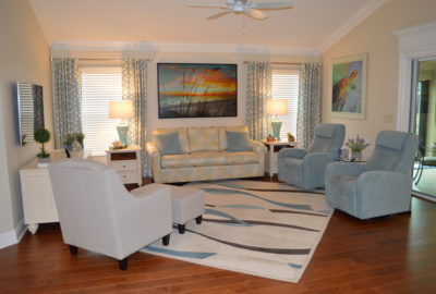 Living room with soft colors and accents