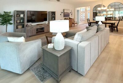 Entertainment unit and the dining room, Zinnia Model, feels lived in and human, Finishing Touch - by Ruth Dyer.