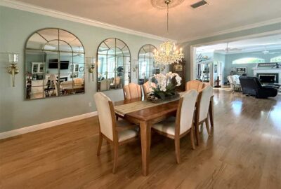 Williamsburg dining room is dramatic and inviting, Interior Design - in the Villages of Florida.