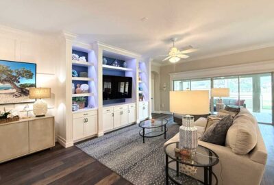 built in with the navy blue background, Interior Design - in the Villages of Florida.