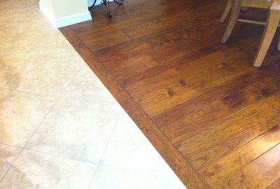 Flooring with no threshold to the tile.