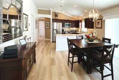 Charlotte model - After, floor is so Realistic and Countertops pop, Home Décor by Ruth Dyer - in the Villages of Florida.