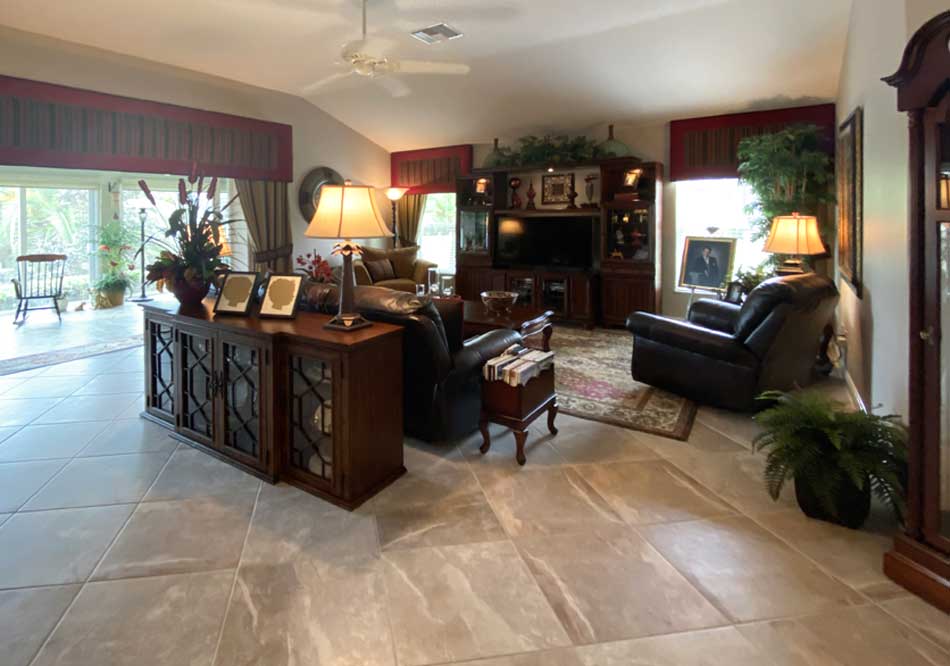 Living room, Gardenia Model, in the Villages of Florida.