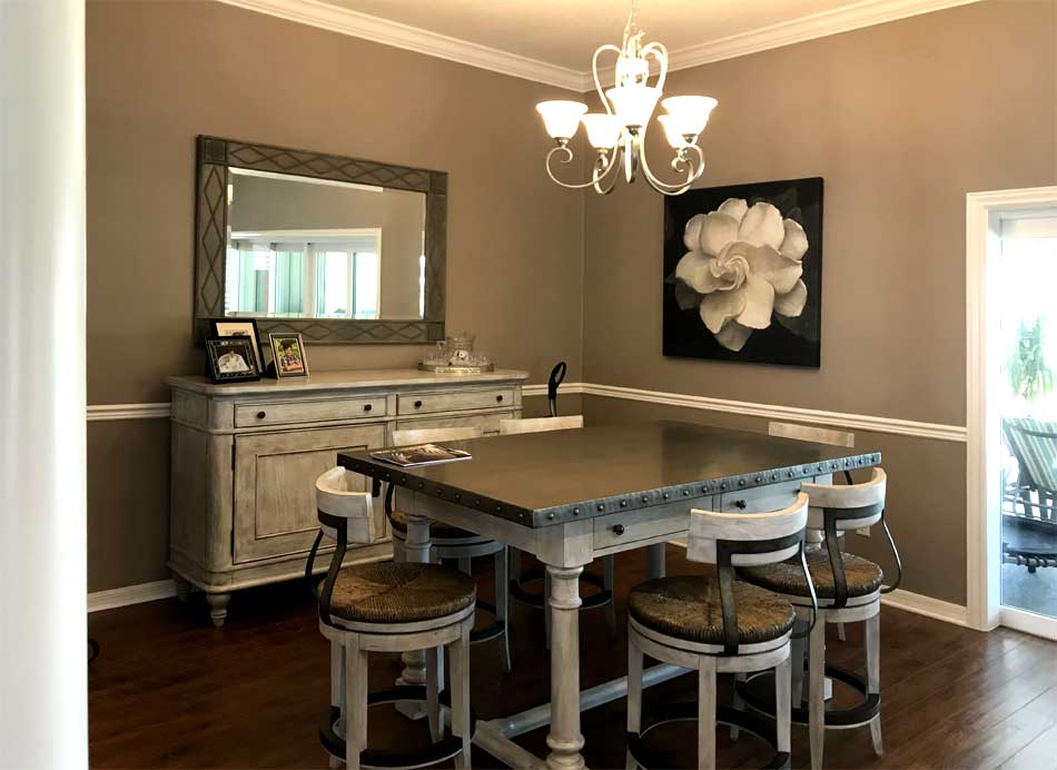 Before, looked nice but a little flat, Dining room of a Gardenia model, Interior Design - in the Villages of Florida.
