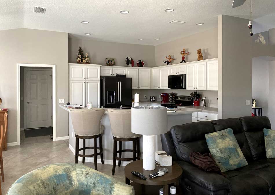 Before, Monticello Villa kitchen and dining room - Interior Design - in the Villages of Florida.