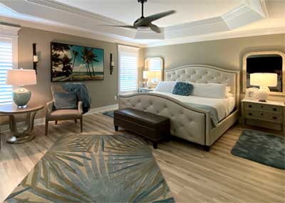 Master bedroom of expanded Gardenia model - Interior Design - in the Villages of Florida.