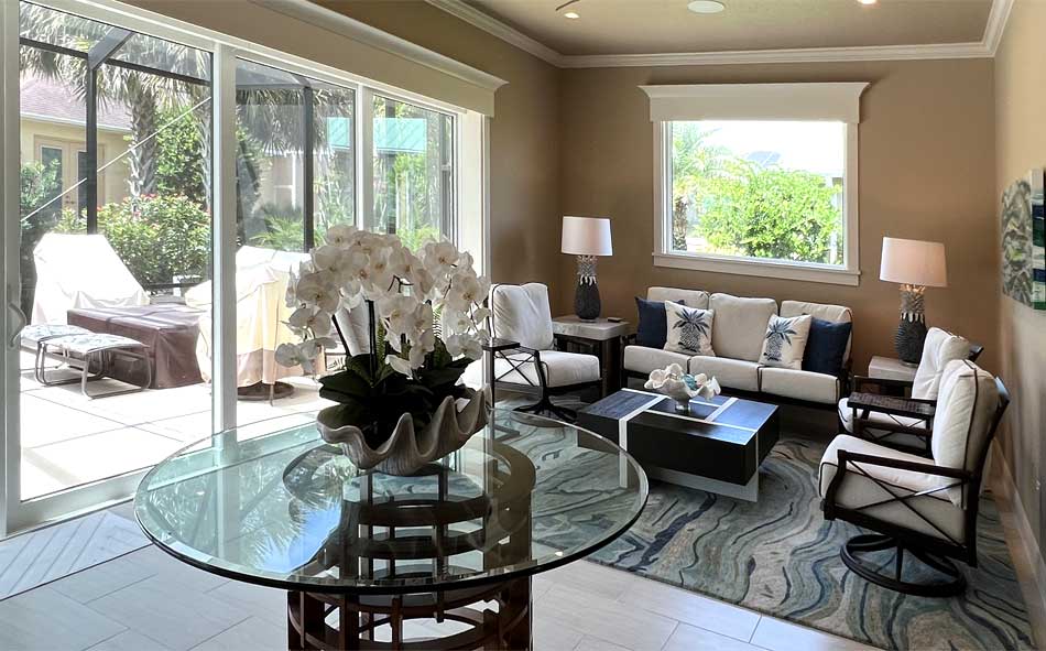 Seating area is Comfortable and Inviting, Lanai, Interior Design - in the Villages of Florida.
