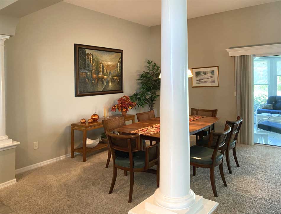 Before of Begonia dining room with the column - Interior Design - in the Villages of Florida.