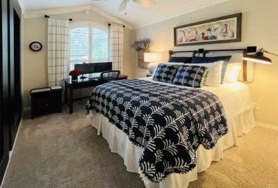 After, a cozy Bedroom for a Working Guest, Interior Design - in the Villages of Florida.