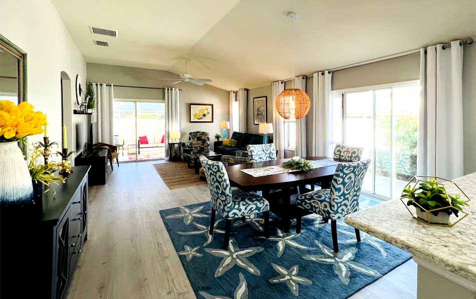 After looks finished and bright, Siesta model, Home Décor by Ruth Dyer - in the Villages of Florida.
