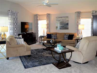Begonia model, After is Open, Light, Bright and Airy, - Home Décor by Ruth Dyer - in the Villages of Florida.
