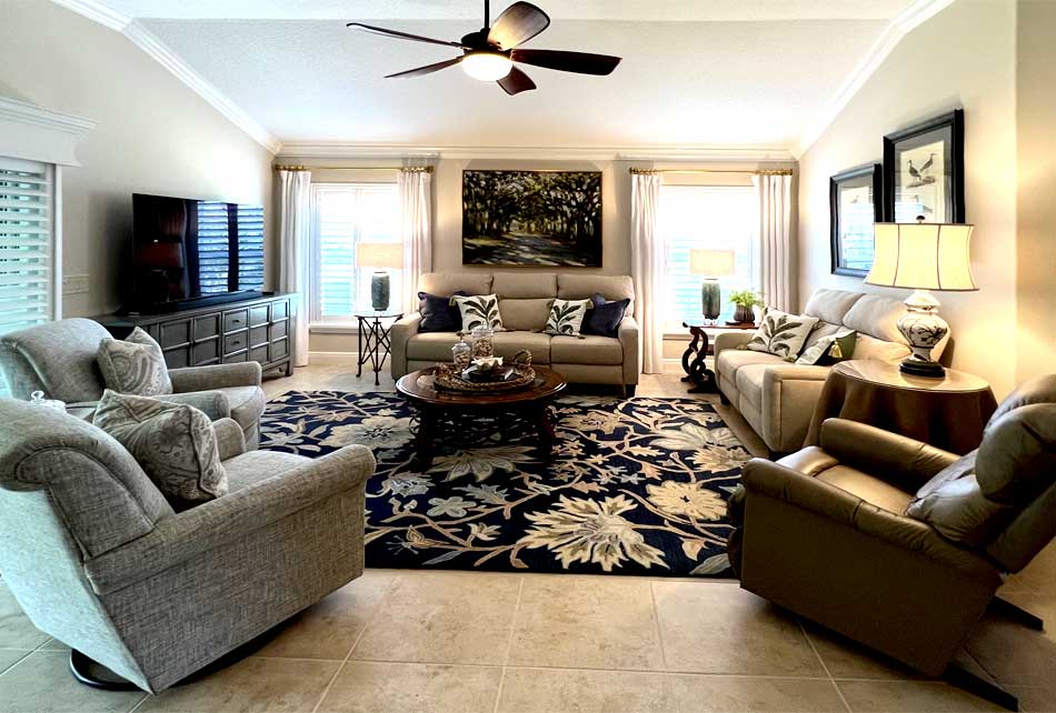 After of Gardenia model living room, Home Décor by Ruth Dyer - in the Villages of Florida.