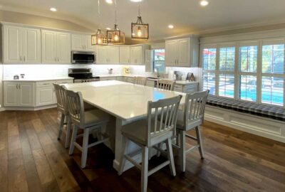 White Kitchen, Tile Backsplash, Hardwood Flooring and Quartz Counter tops, Interior Design - Home Décor by Ruth Dyer.