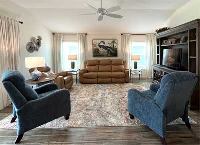Open, Light and Inviting, Interior Design - in the Villages of Florida, living room of Begonia model.