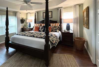 After, Master bedroom of a Mandevilla Model, Home Décor by Ruth Dyer - in the Villages of Florida.