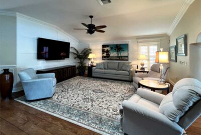 After, refreshed in a new soft mood, living room of a Gardenia model, Interior Design - Home Décor by Ruth Dyer.