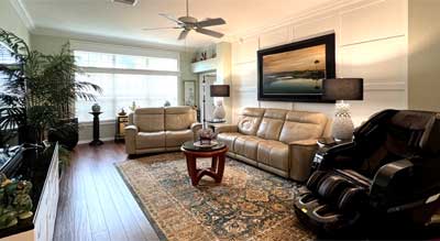 Living-room of Mandeville model, Interior Design - Home Décor by Ruth Dyer.