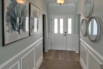 Gardenia foyer – wainscot looks so good we don’t need any furniture, Interior Design - Home Décor by Ruth Dyer.