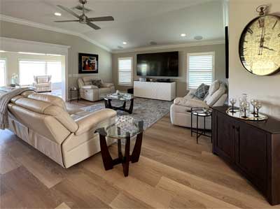 Living-room, vinyl flooring, Home Décor by Ruth Dyer - in the Villages of Florida.