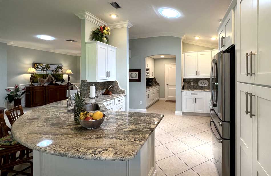 new kitchen that also shows the butlers pantry, Home Décor by Ruth Dyer - in the Villages of Florida.