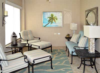 Lanai of a Gardenia Model, Interior Design - by Ruth Dyer - in the Villages of Florida.