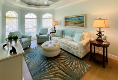 Wide Angle view of dual Gardenia space, Interior Design - in the Villages of Florida.