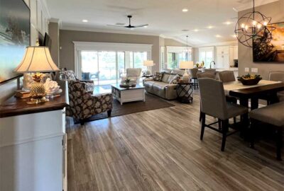 Room looks inviting and the white pops, main area of an Iris model, Interior Design - by Ruth Dyer.