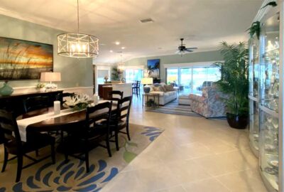 Looking toward the sliding glass doors. Sliding glass doors, Ivy model, Dining room, Home Décor by Ruth Dyer - in the Villages of Florida.