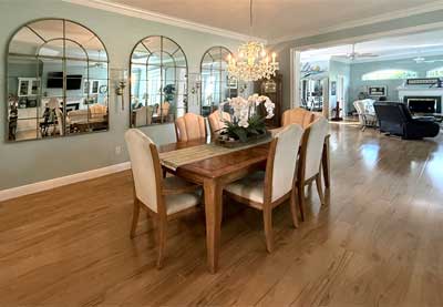 Dining room is dramatic and inviting, Interior Design - in the Villages of Florida.