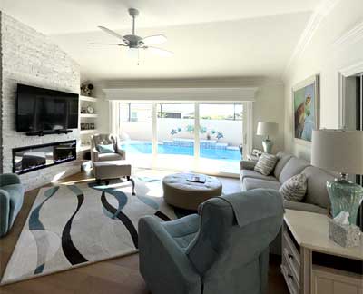 Addition of fireplace wall - inviting and finished, Interior Design - Home Décor by Ruth Dyer.