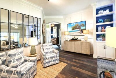 The Deep Blue, the nook, the buffet and the foyer in the distance. nook, the buffet and the foyer in the distance, Home Décor by Ruth Dyer - in the Villages of Florida.