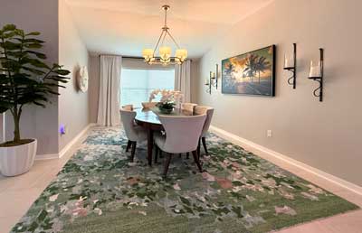 Elegant and Inviting, dining room of a Putnum model, Finishing Touch - by Ruth Dyer.