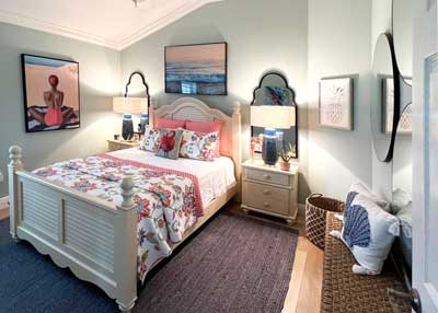 This is the after looking bright cheery ! bright and cheery, guest room of a Gardenia model, Interior Design - by Ruth Dyer.