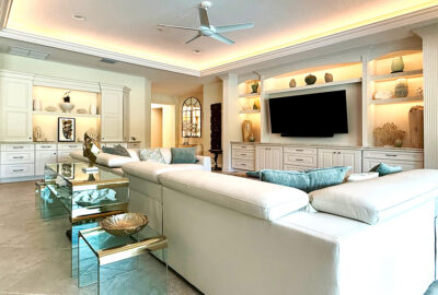 Built ins add practical storage and create architecture. alm and inviting, Home Décor by Ruth Dyer - in the Villages of Florida.